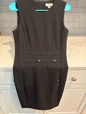 Calvin Klein Black Studded Midi Sheath Dress